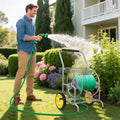 Garden Hose Reel Cart Holds 230FT of 5/8" Hose, Heavy Duty Hose Cart with 2 Wheels & Storage Basket, Portable Water Hose Organizer for Yard